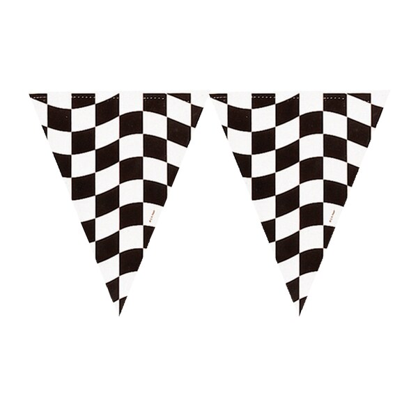 Creative Converting Black and White Check Banner, 12', 12PK 010546617 - main